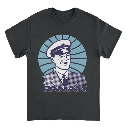 Pan Am Pilot Smile Black T-Shirt by HandyShopping4U2