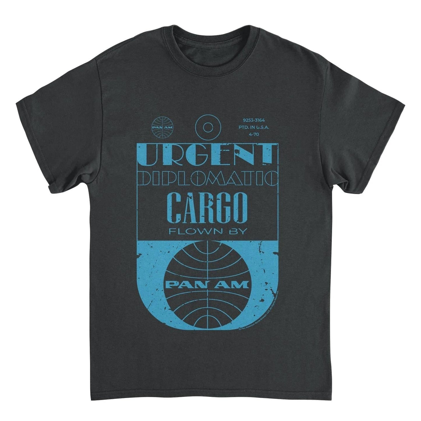 Pan Am Urgent Diplomatic Cargo Tag Black T-Shirt by HandyShopping4U2