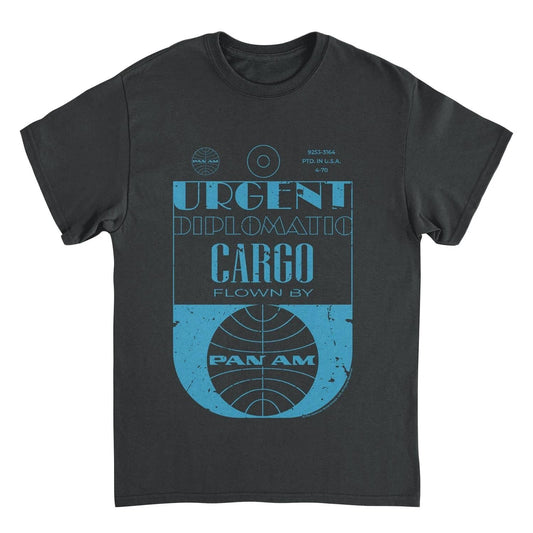 Pan Am Urgent Diplomatic Cargo Tag Black T-Shirt by HandyShopping4U2