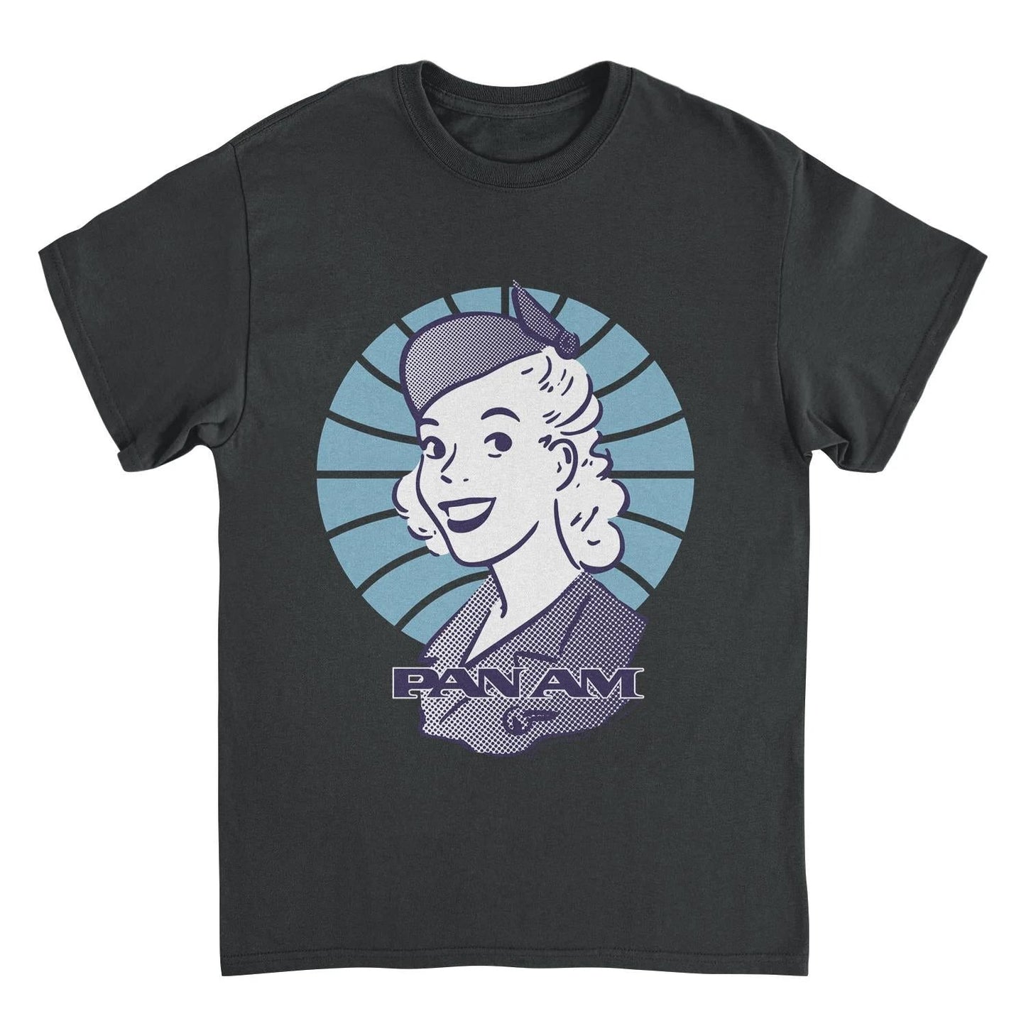 Pan Am Flight Attendant Smile Black T-Shirt by HandyShopping4U2