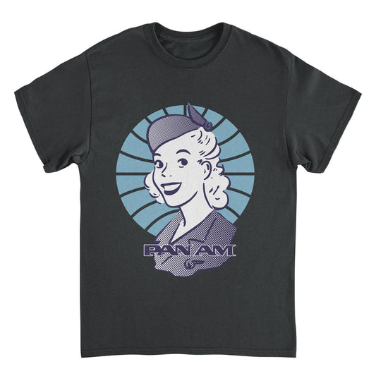 Pan Am Flight Attendant Smile Black T-Shirt by HandyShopping4U2