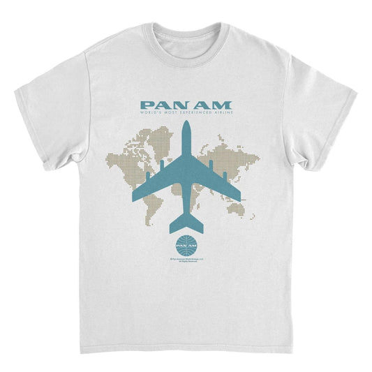 Pan Am Plane Silhouette Over the World White T-Shirt by HandyShopping4U2