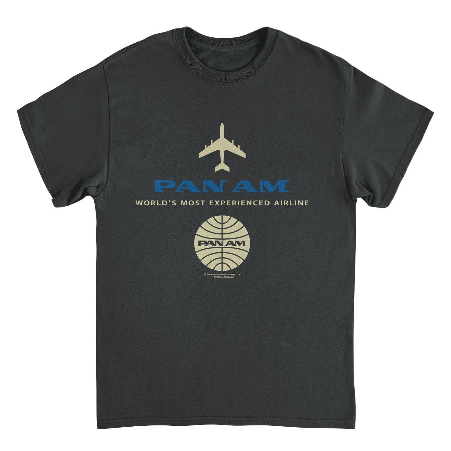Pan Am Blue Gold Retro Logo Black T-Shirt by HandyShopping4U2