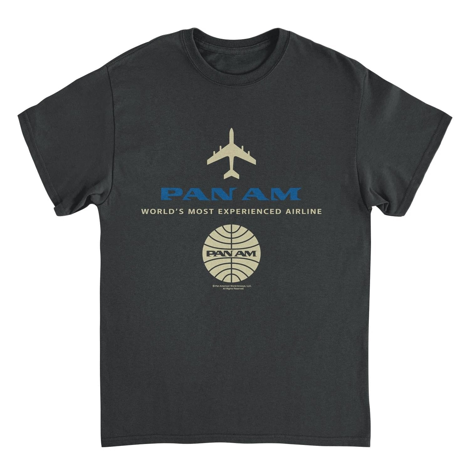 Pan Am Blue Gold Retro Logo Black T-Shirt by HandyShopping4U2