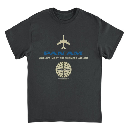 Pan Am Blue Gold Retro Logo Black T-Shirt by HandyShopping4U2