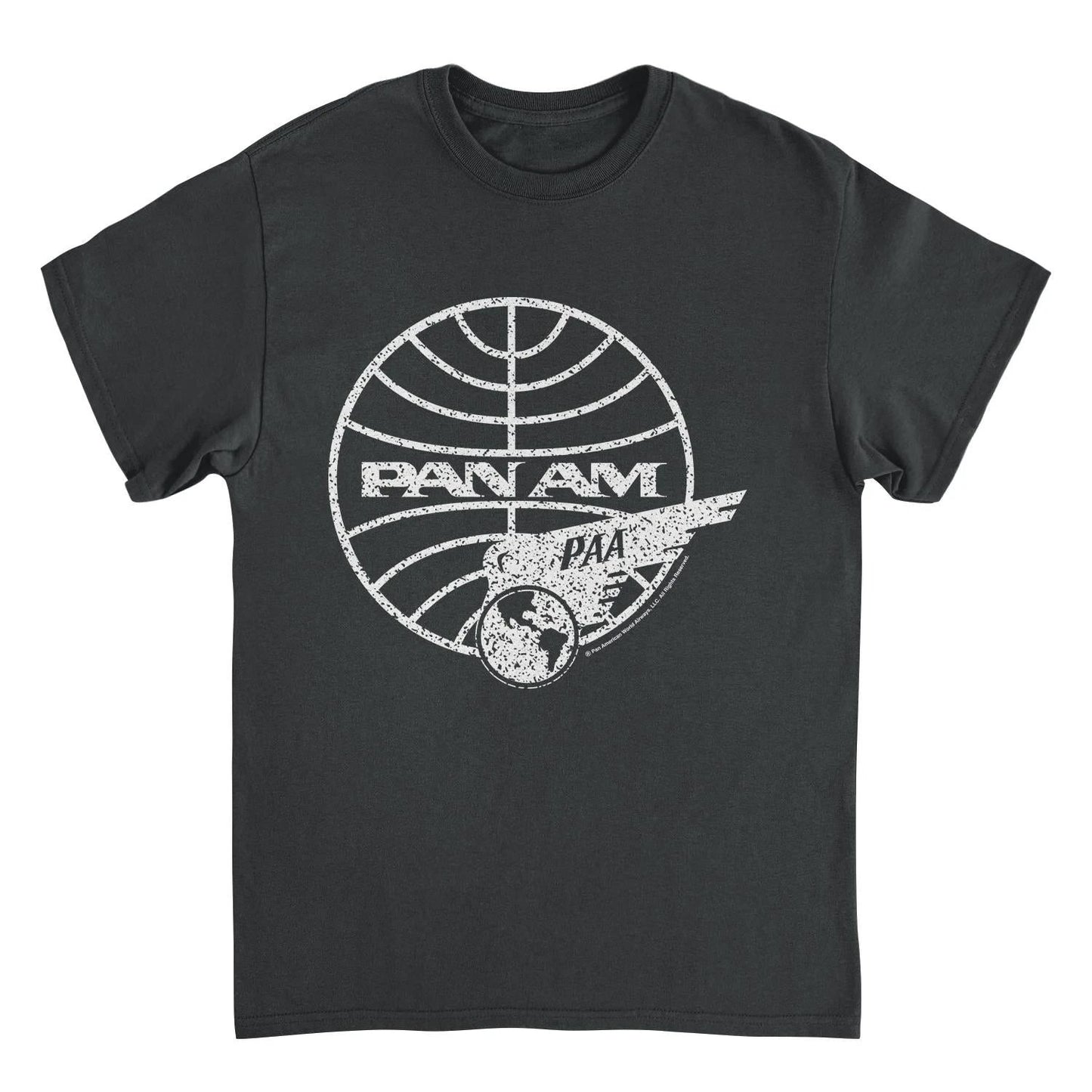 Pan Am Distressed PAA White Logo Black T-Shirt by HandyShopping4U2