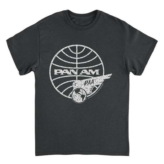 Pan Am Distressed PAA White Logo Black T-Shirt by HandyShopping4U2