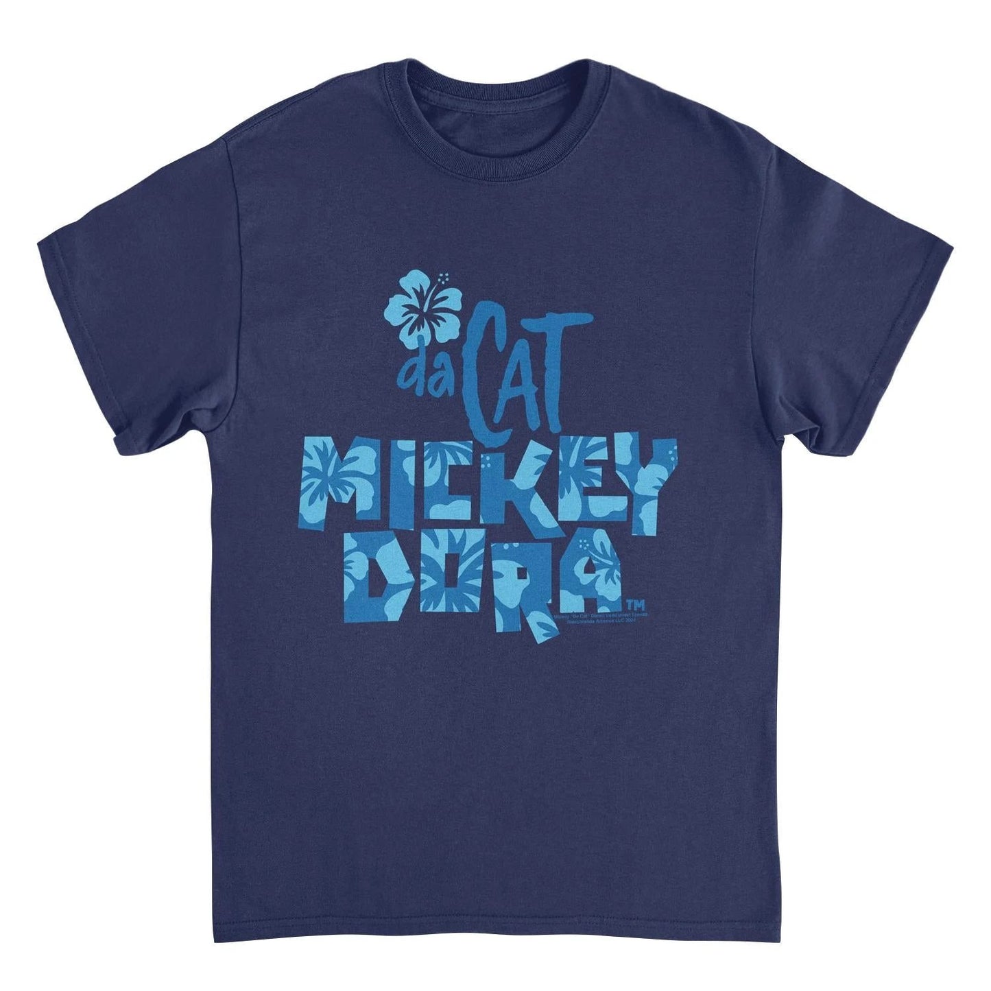 Mickey Da Cat Dora Blue Hawaiian Blue Retro Surfer Miki Navy T-Shirt by HandyShopping4U2