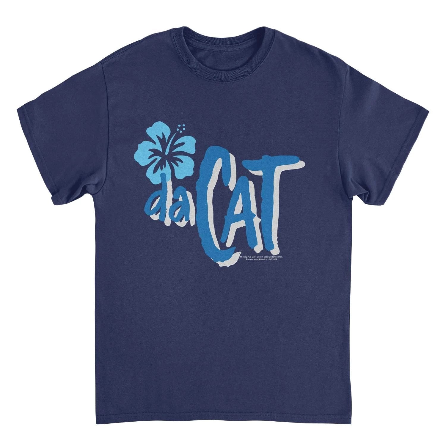 Mickey Da Cat Dora Da Cat Hawaiian Flower Retro Surfer Miki Navy T-Shirt by HandyShopping4U2