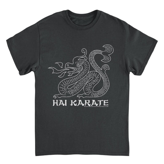 Hai Karate White Dragon Retro Aftershave Black T-Shirt by HandyShopping4U2