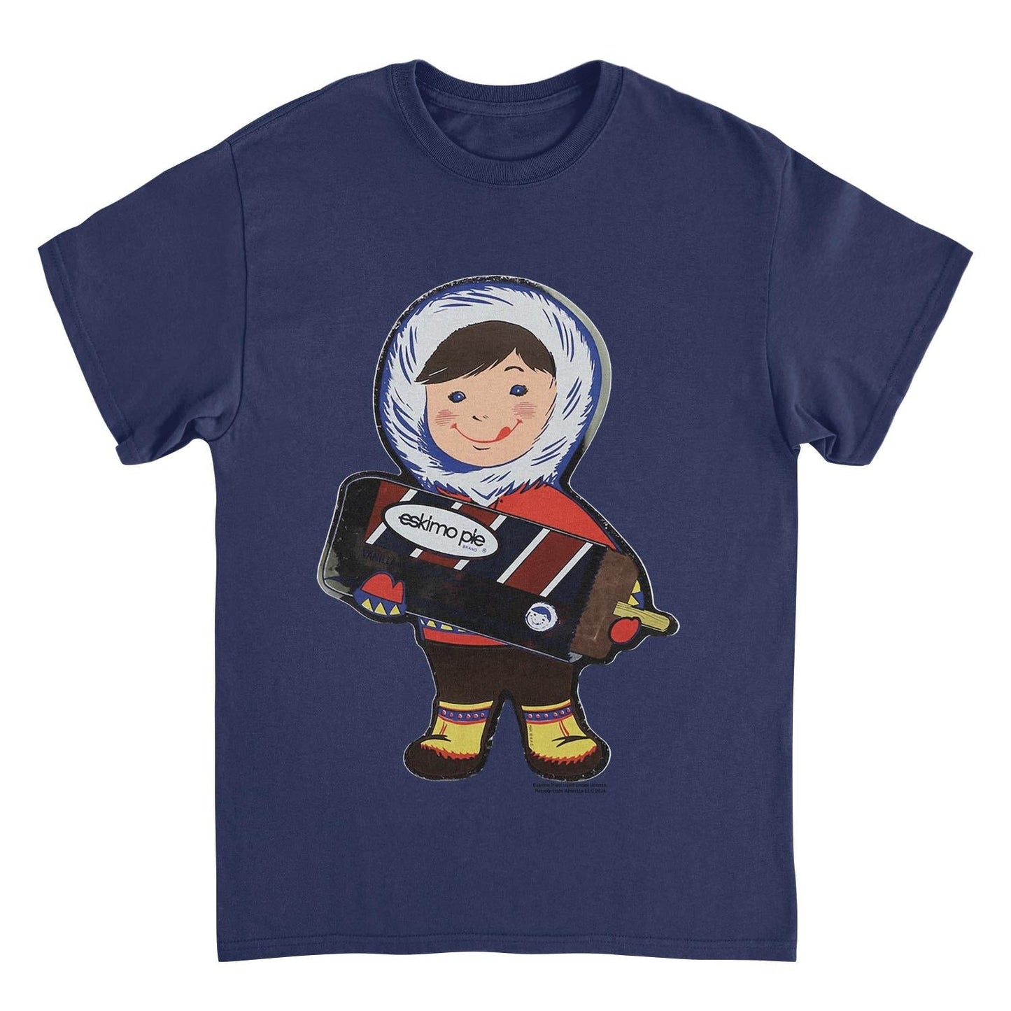 Eskimo Pie Character Holding Large Ice Cream Vintage Navy T-Shirt by HandyShopping4U2