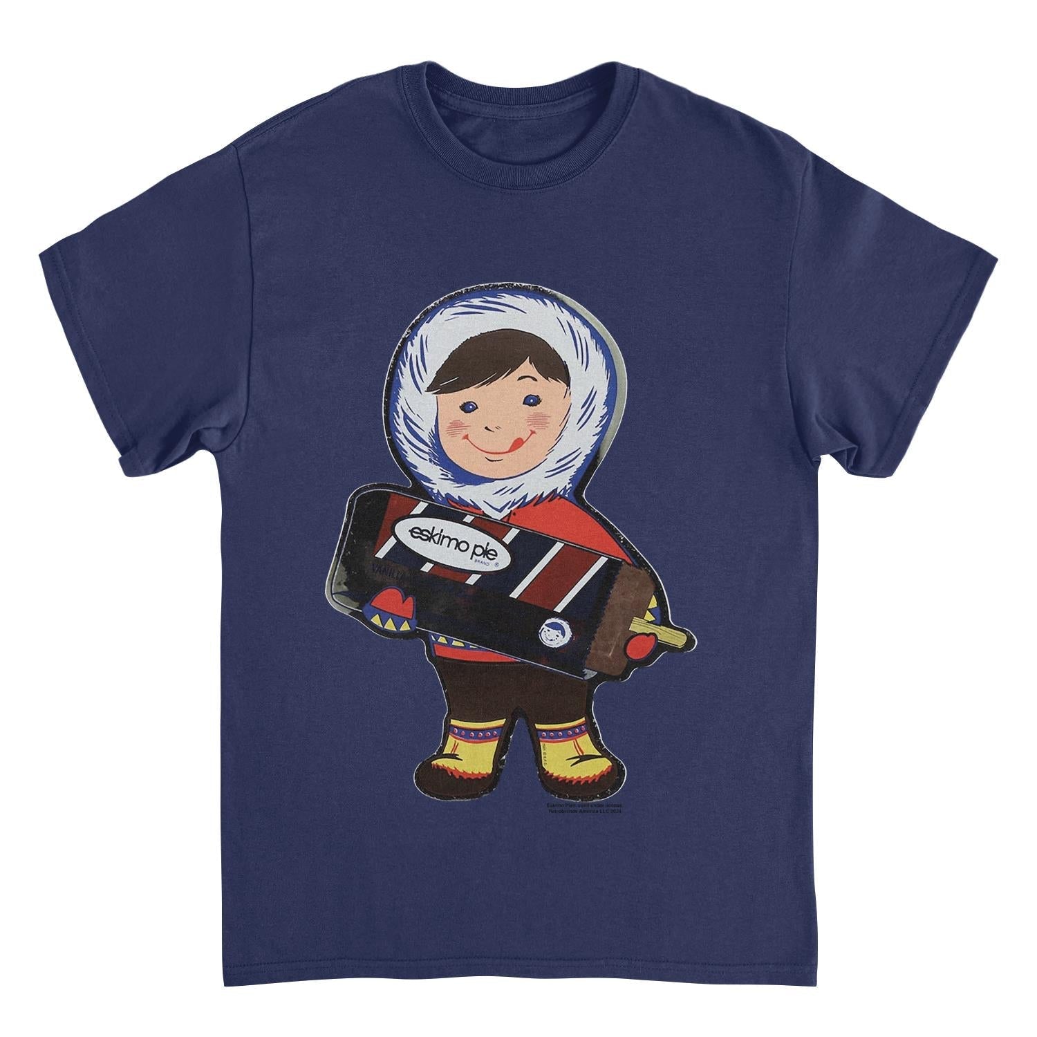 Eskimo Pie Character Holding Large Ice Cream Vintage Navy T-Shirt by HandyShopping4U2