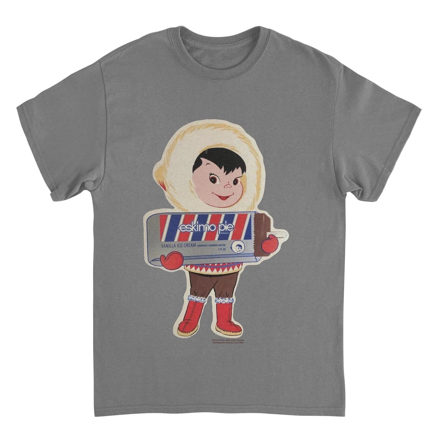 Eskimo Pie Character Holding Large Ice Cream Charcoal T-Shirt by HandyShopping4U2