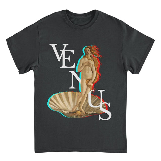 Classic Paintings Venus Botticelli Black T-Shirt by HandyShopping4U2