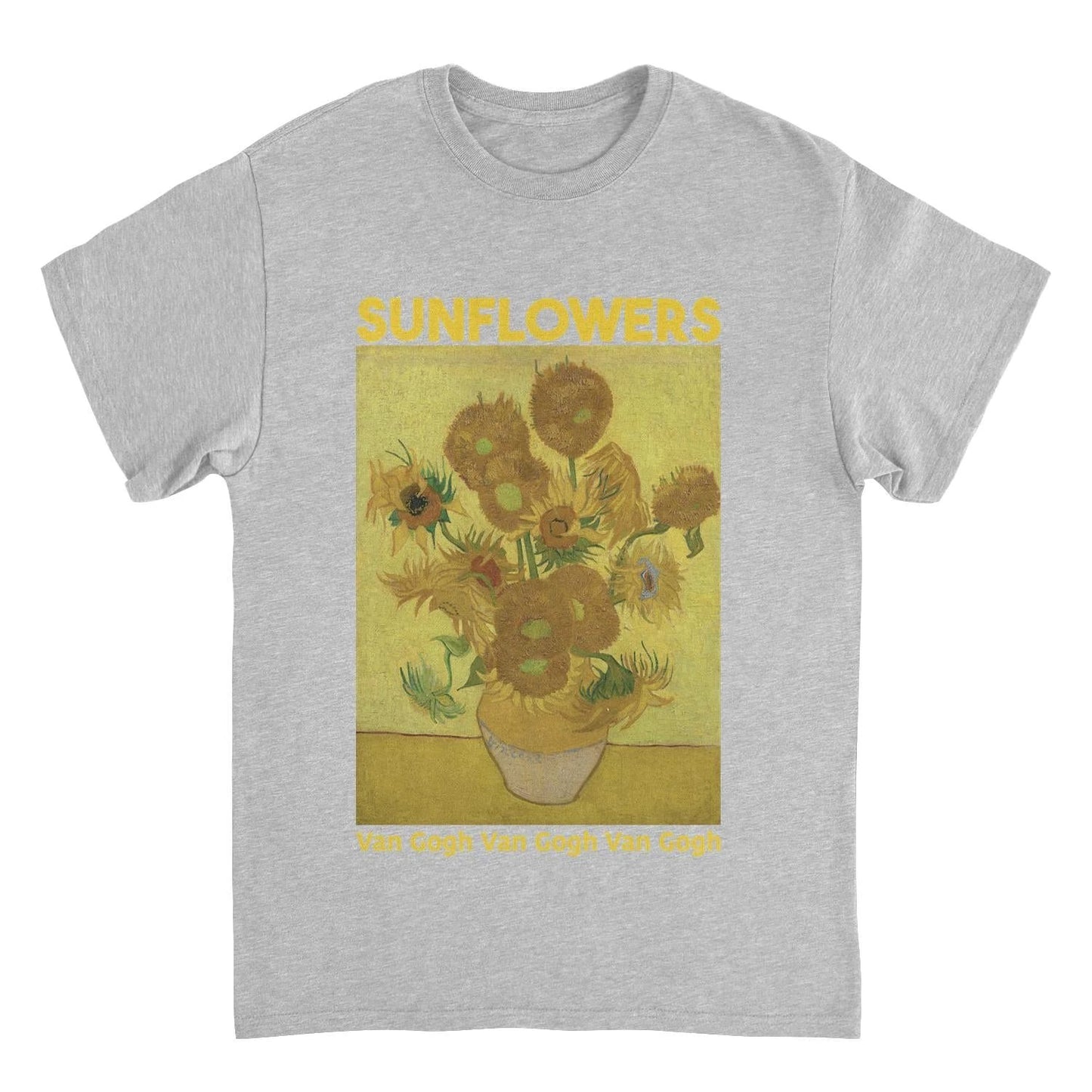 Classic Paintings Van Gogh Sunflowers Sport Grey T-Shirt by HandyShopping4U2