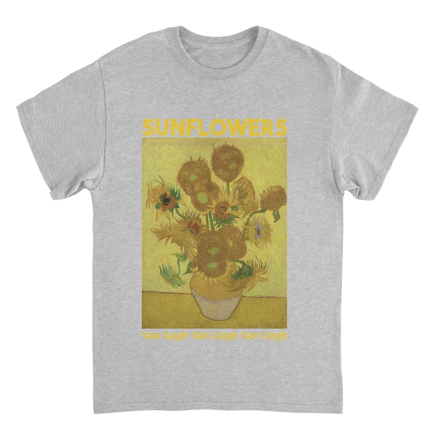 Classic Paintings Van Gogh Sunflowers Sport Grey T-Shirt by HandyShopping4U2