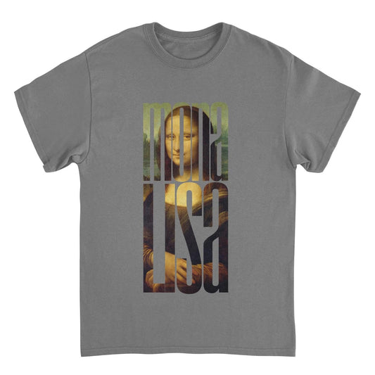Classic Paintings Mona Lisa Cut Da Vinci Charcoal T-Shirt by HandyShopping4U2