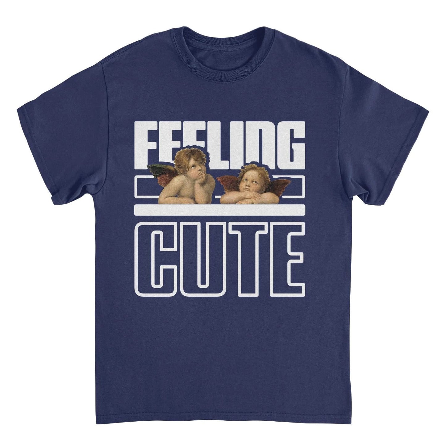 Classic Paintings Cherubs Feeling Cute Raphael Navy T-Shirt by HandyShopping4U2