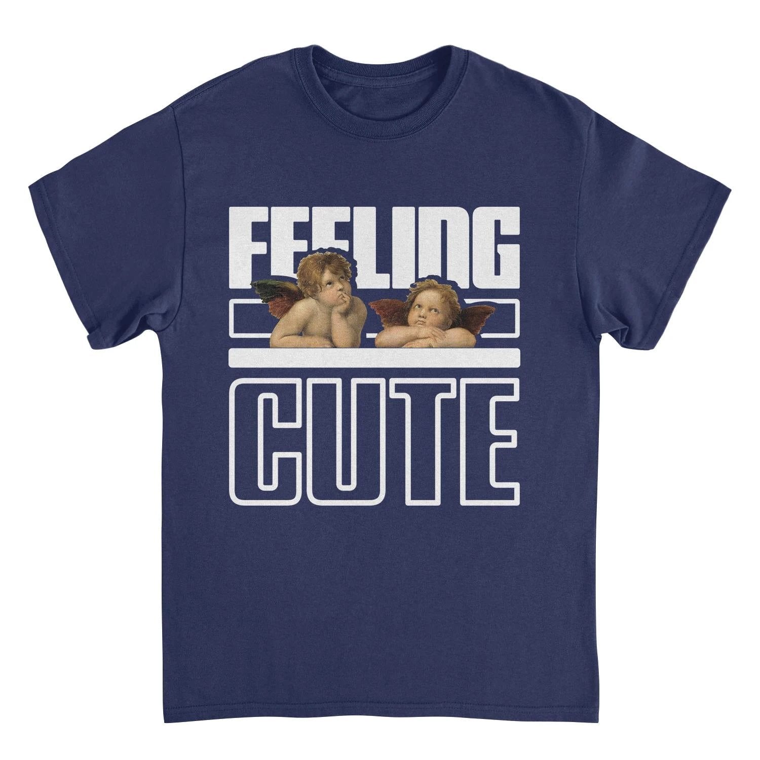 Classic Paintings Cherubs Feeling Cute Raphael Navy T-Shirt by HandyShopping4U2