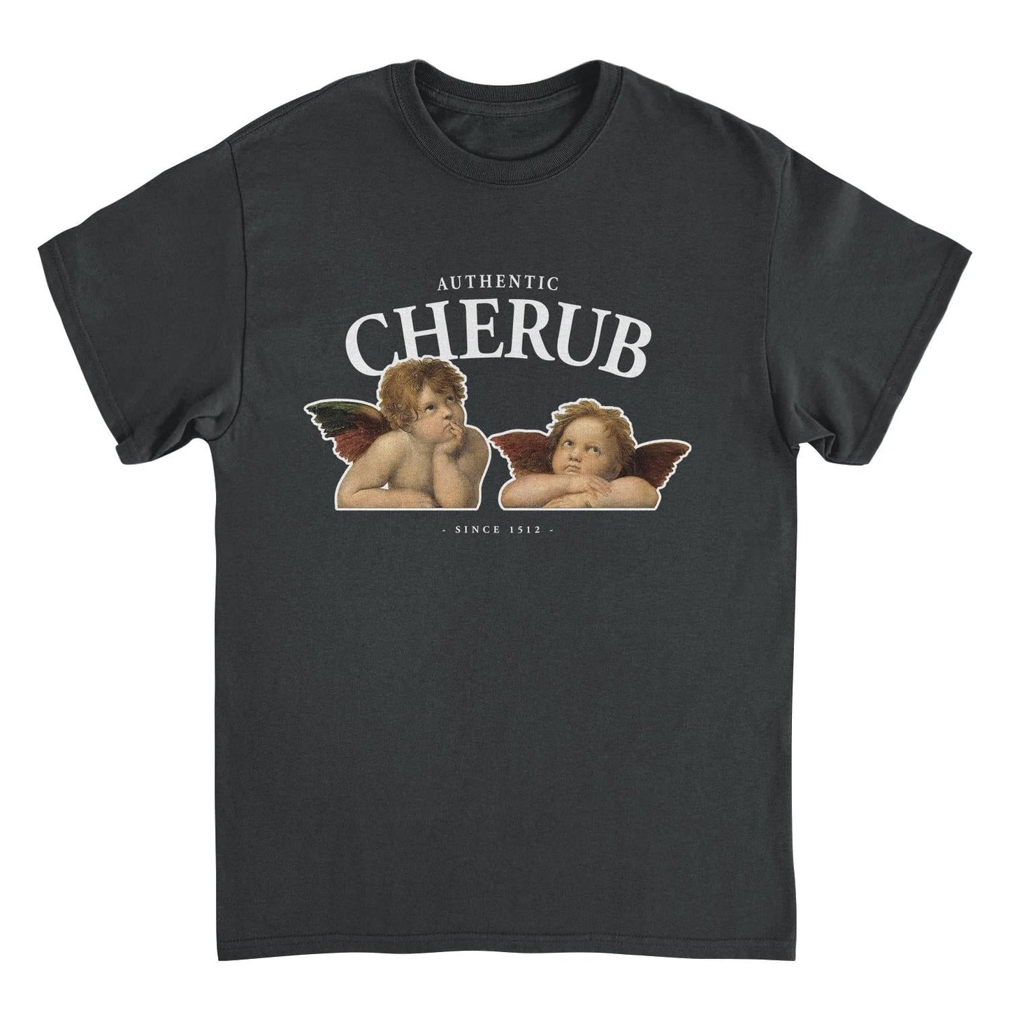 Classic Paintings Authentic Cherub Raphael Black T-Shirt by HandyShopping4U2