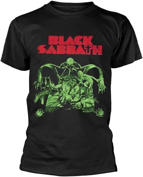 Black Sabbath bloody cutout t shirt with red logo and green horror graphic heavy metal band tee