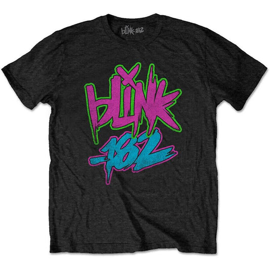 Officially licensed Blink-182 neon graphic men’s T-shirt featuring iconic pop punk band artwork