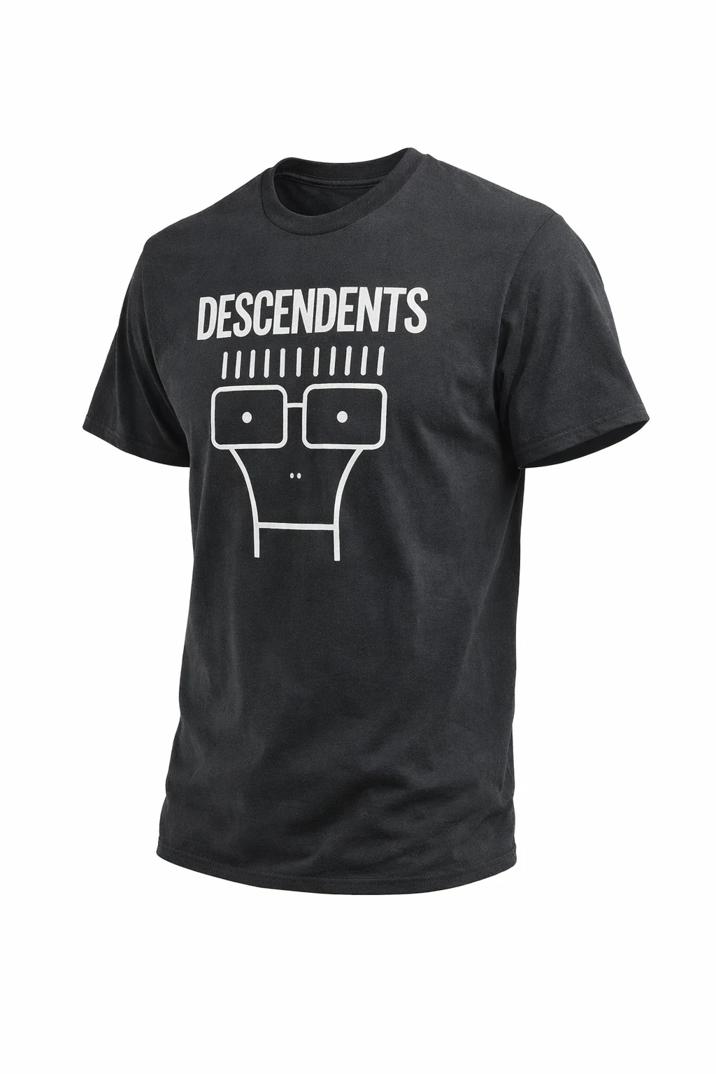 Descendents Milo logo black t shirt officially licensed punk band graphic tee front view