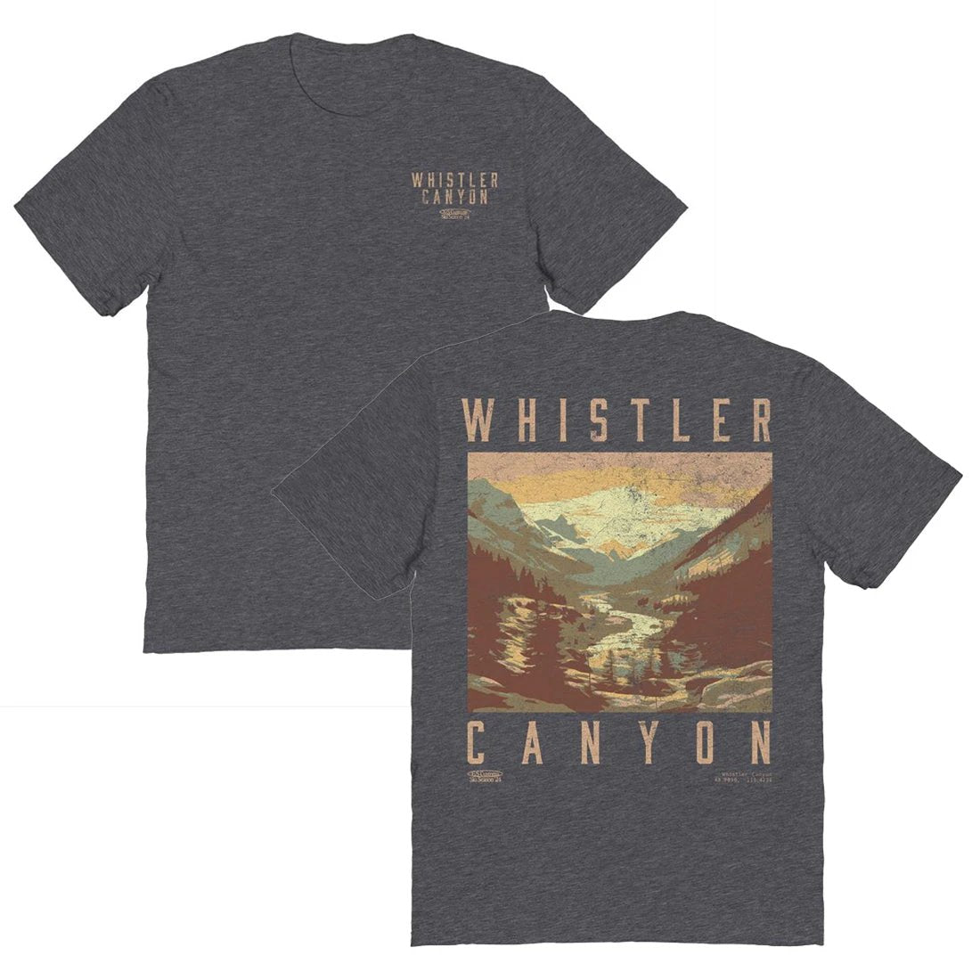 Skiing Whistler Dark Heather Front & Back Print T-Shirt by HandyShopping4U2
