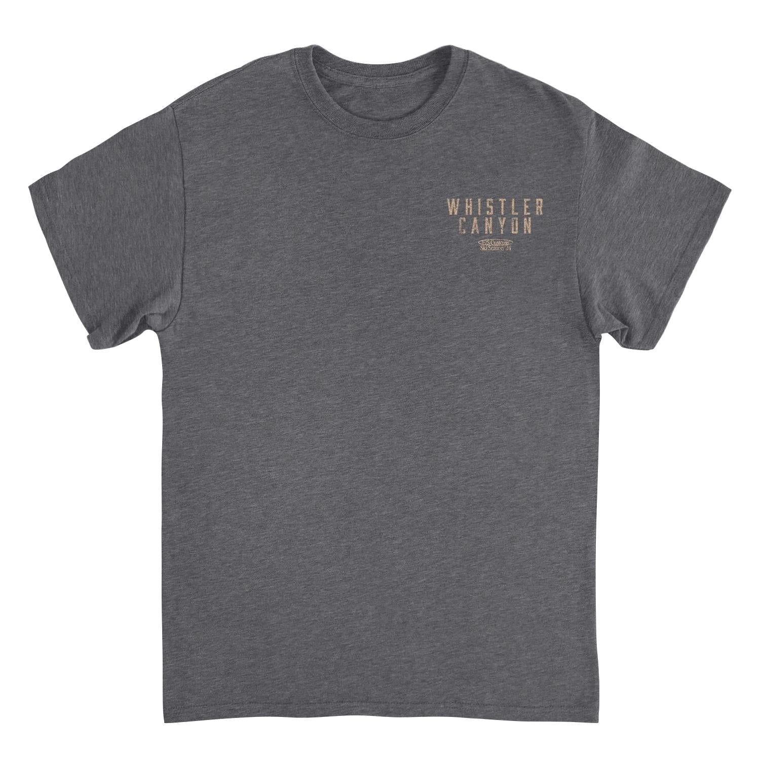Skiing Whistler Dark Heather Front & Back Print T-Shirt by HandyShopping4U2
