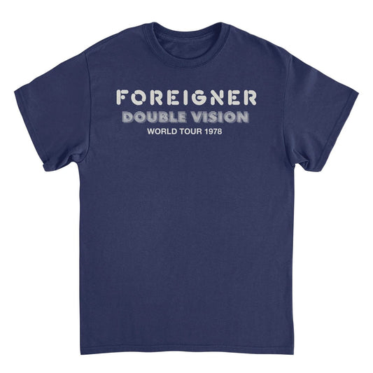 Foreigner Double Vision World Tour T-Shirt Navy