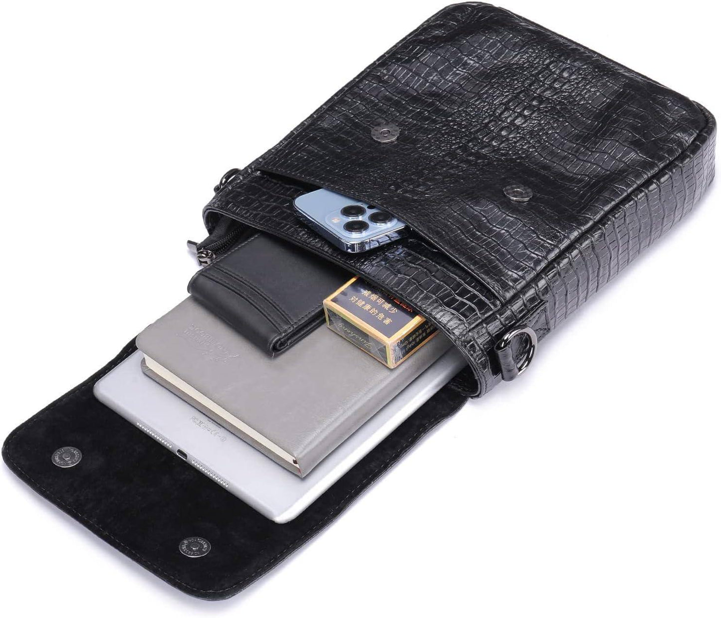 Crocodile Embossed Leather Sling Bag – Rugged & Refined
