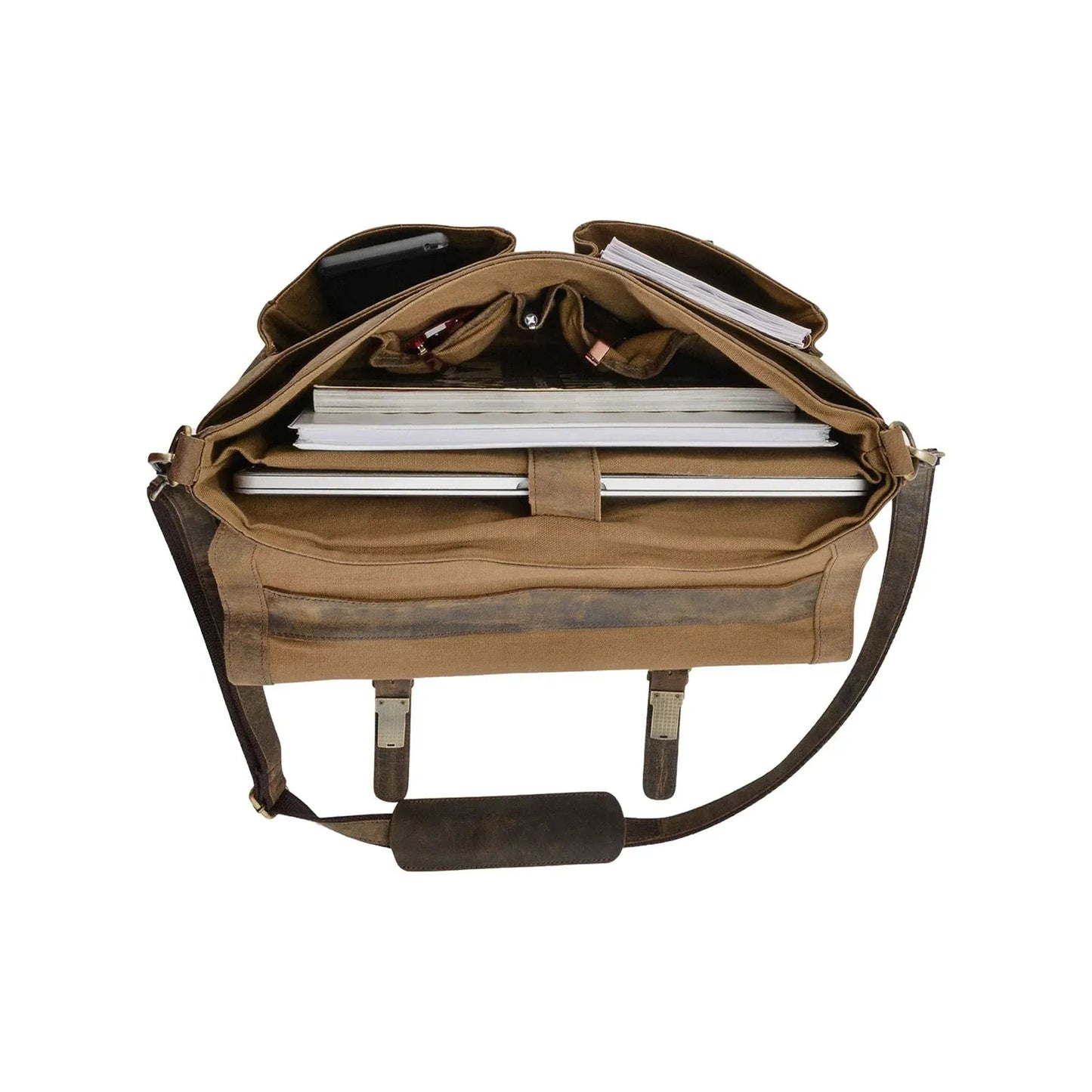 Premium Buffalo Leather Messenger Bag – Full-Grain 15.5″ Laptop Brief