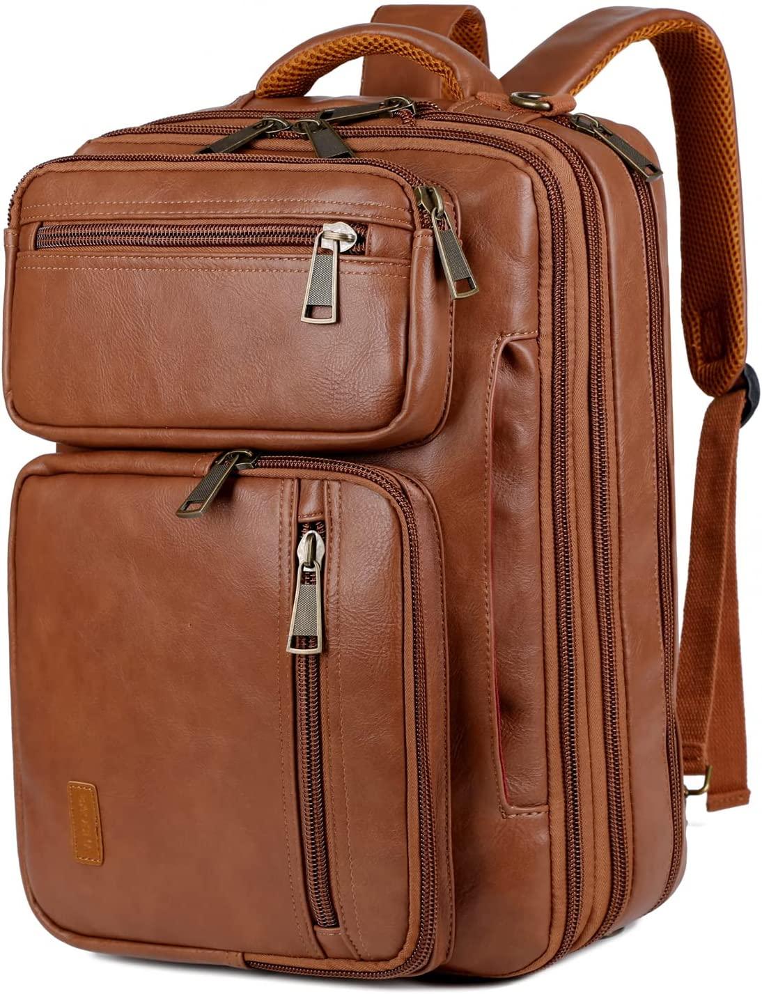 FR Fashion Co. 16″ Convertible Leather Laptop Backpack Briefcase