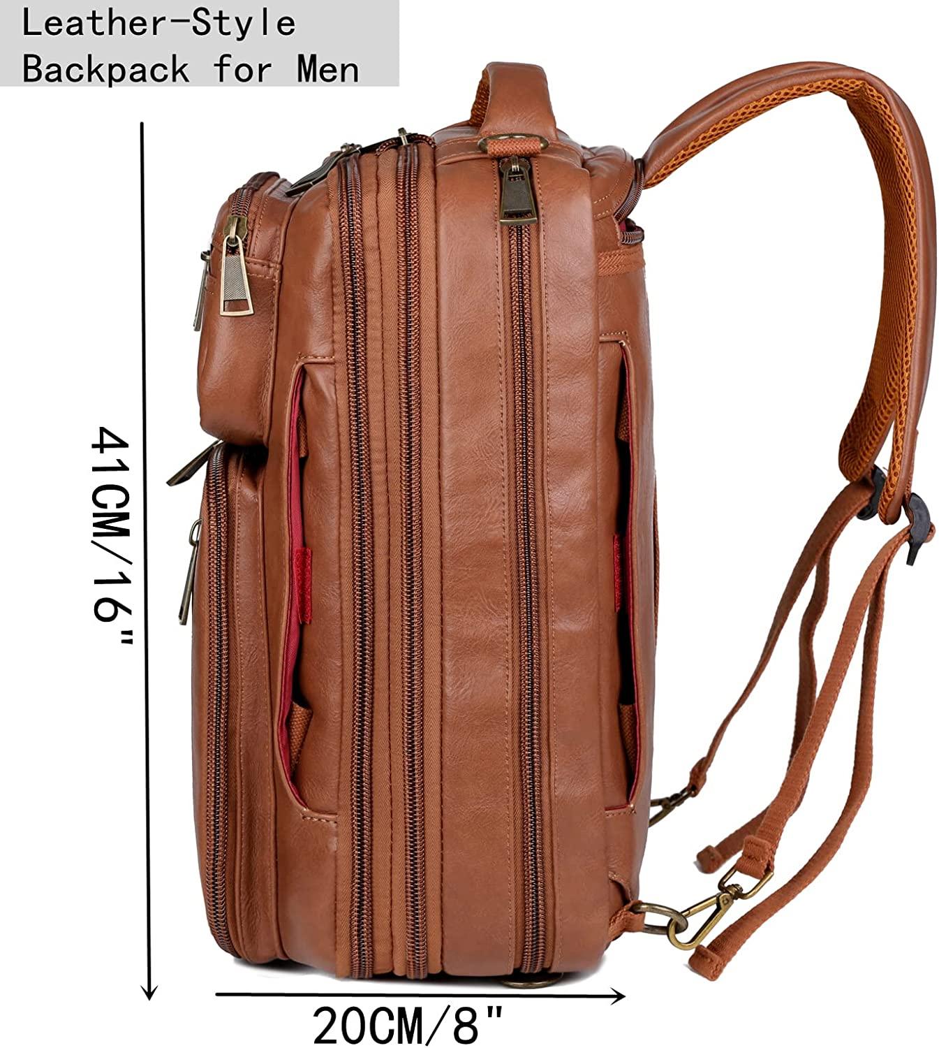 FR Fashion Co. 16″ Convertible Leather Laptop Backpack Briefcase