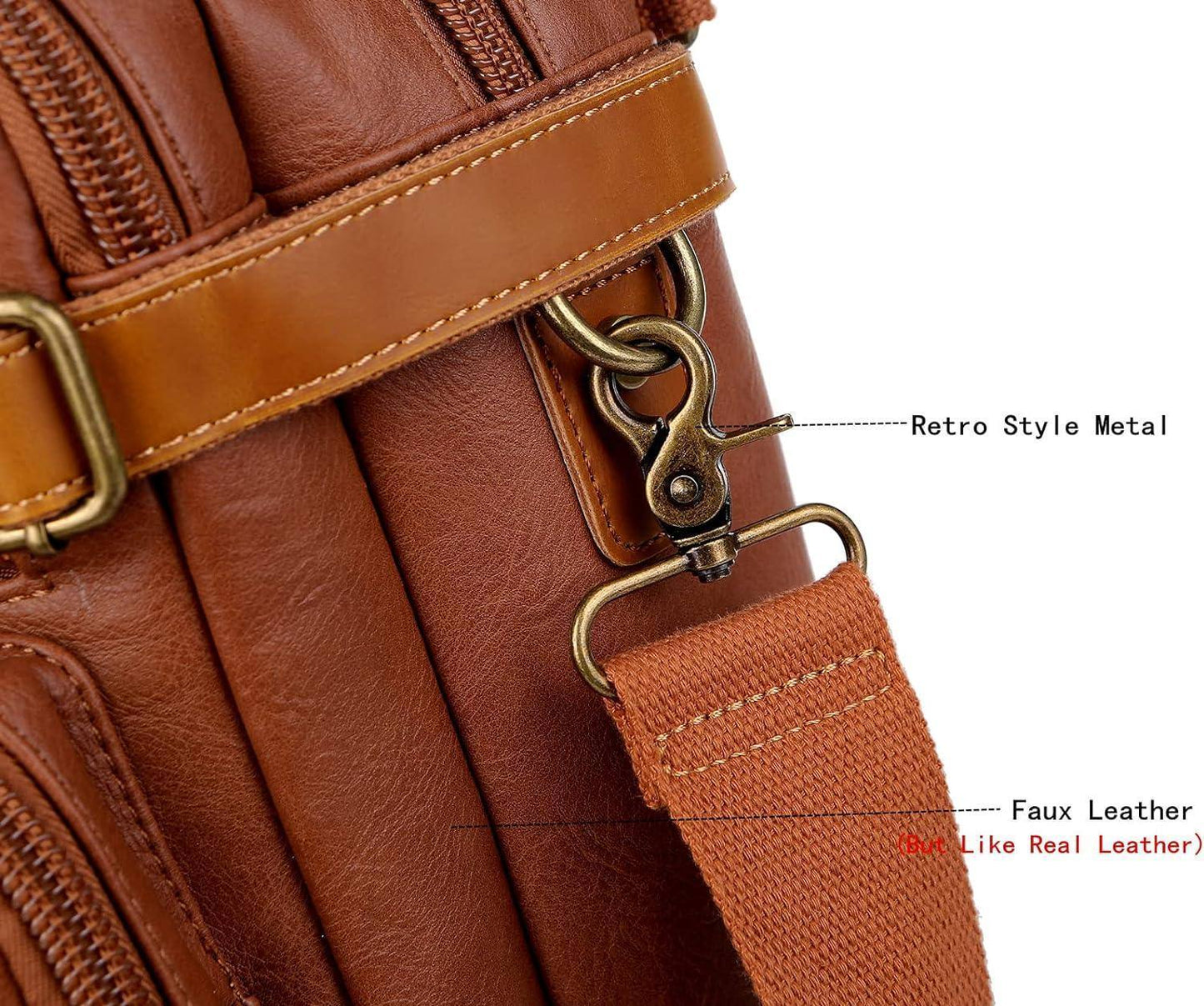 3-in-1 Vegan Leather Briefcase Backpack Hybrid – Convertible 17″ Laptop Bag (Red Lining)