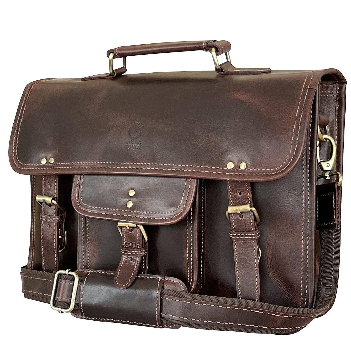 Leather Satchel Crossbody Bag – Full-Grain Buffalo Office & Travel Bag