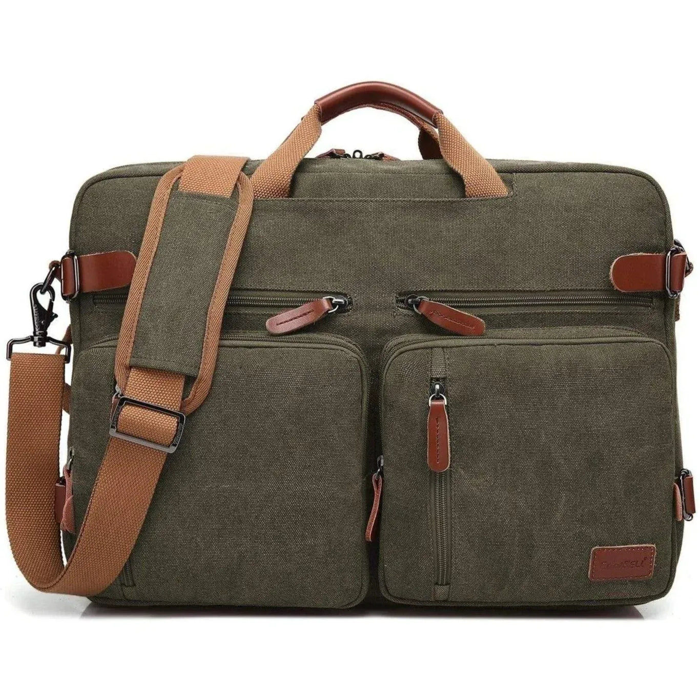 Oxford Canvas Messenger Bag – 3-in-1 Convertible Laptop Briefcase