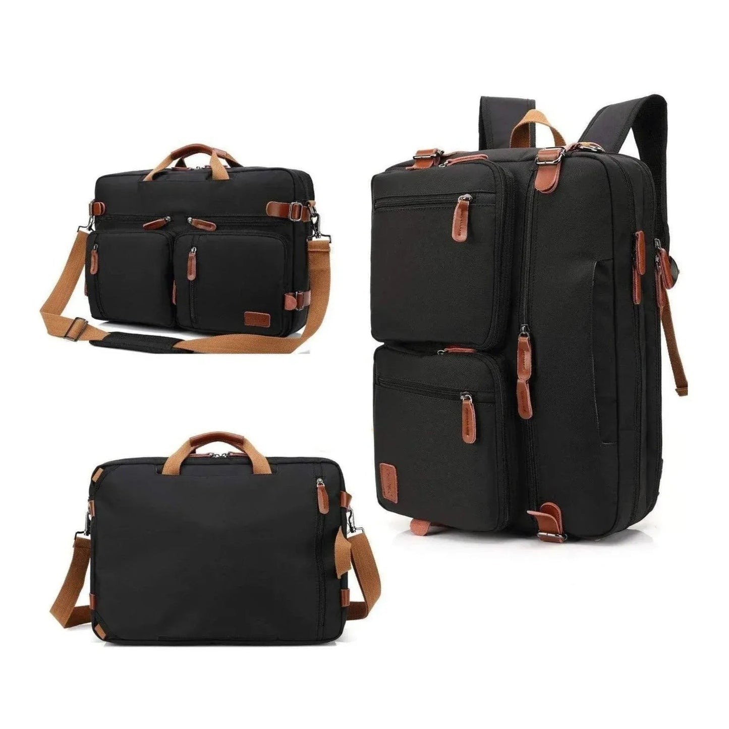 Oxford Canvas Messenger Bag – 3-in-1 Convertible Laptop Briefcase