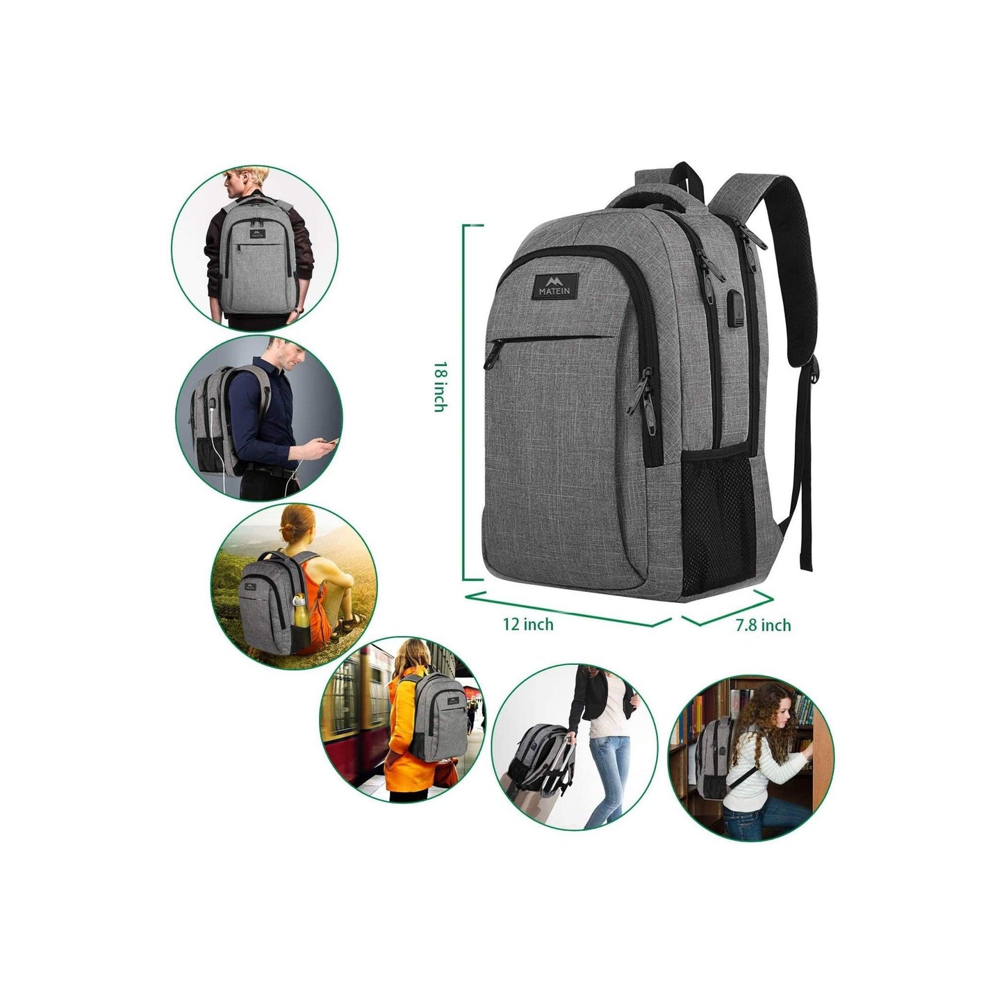 FR Fashion Co. 18" Anti-Theft Travel Backpack