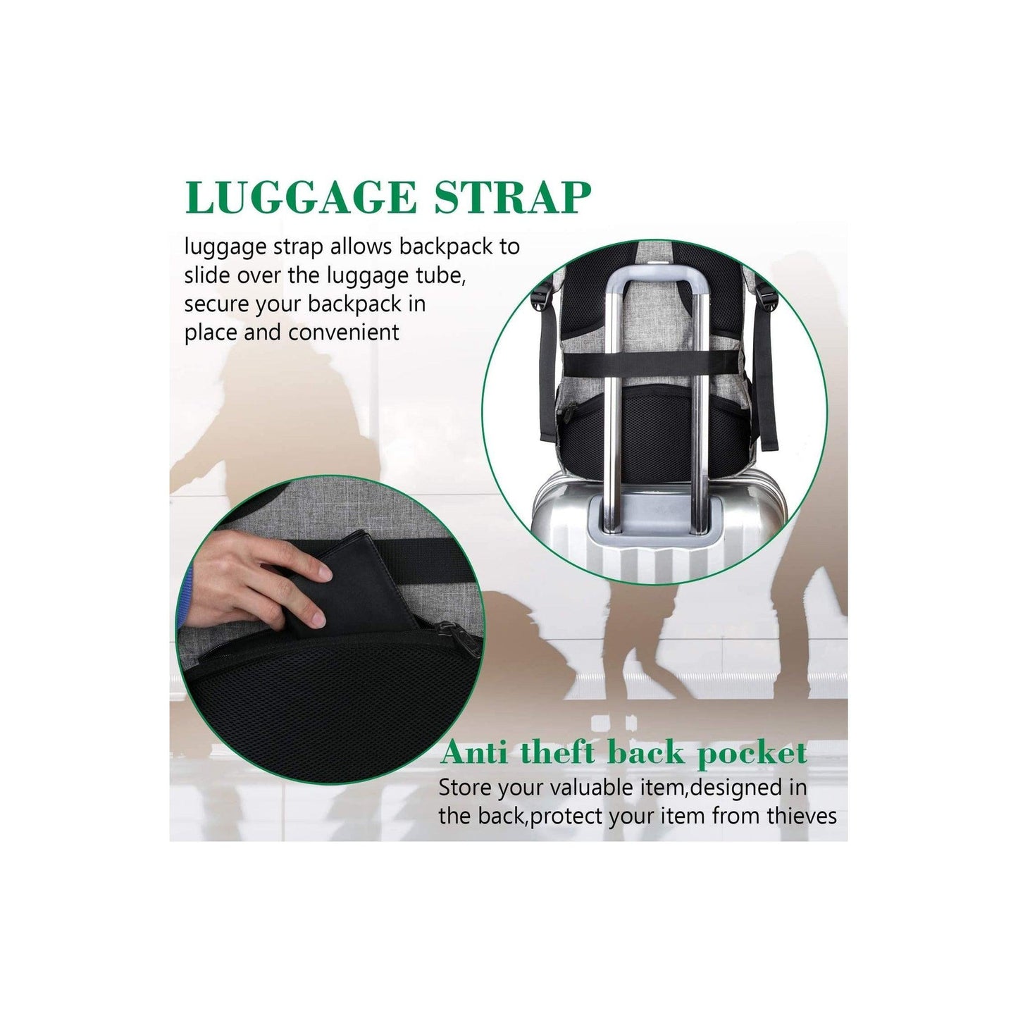 FR Fashion Co. 18" Anti-Theft Travel Backpack