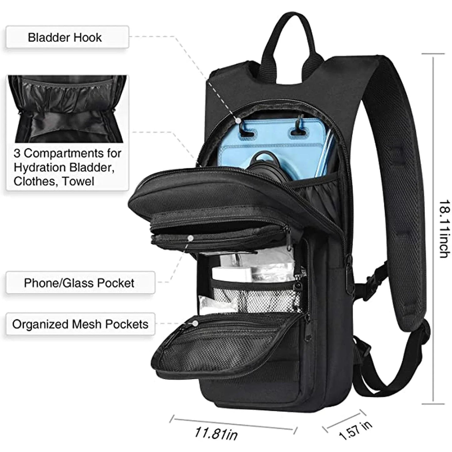 18" Tactical Hydration Backpack – Rugged & Hydrated