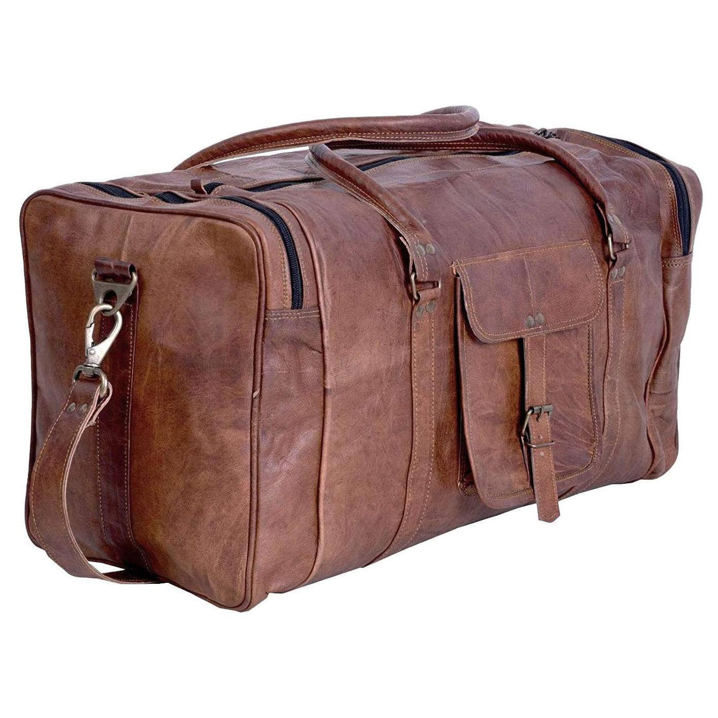 Full Grain Leather Duffel Bag – 21″ Cabin-Ready Weekender