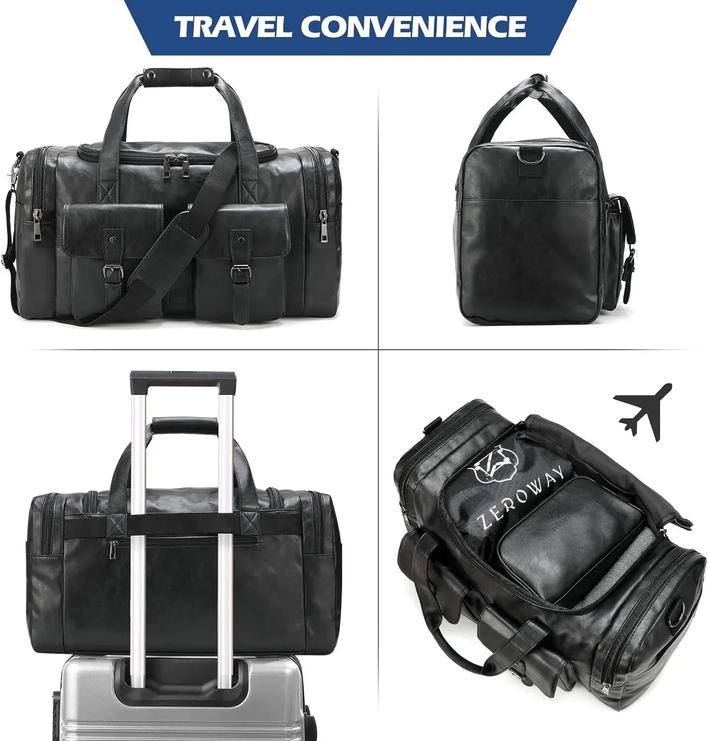 Leather Travel Set – 3-Piece PU Leather Duffel, Toiletry & Laundry Bag