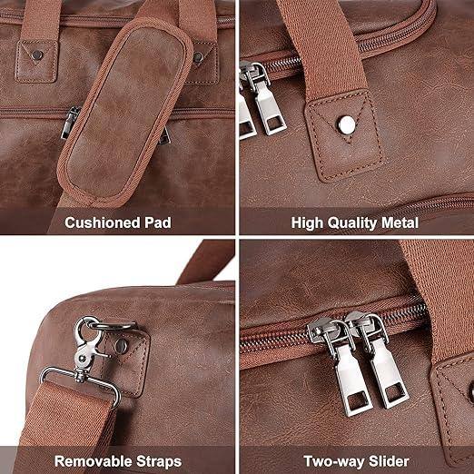 Waterproof Leather Large Carry-On Bag – 52L Vintage Vegan Duffel