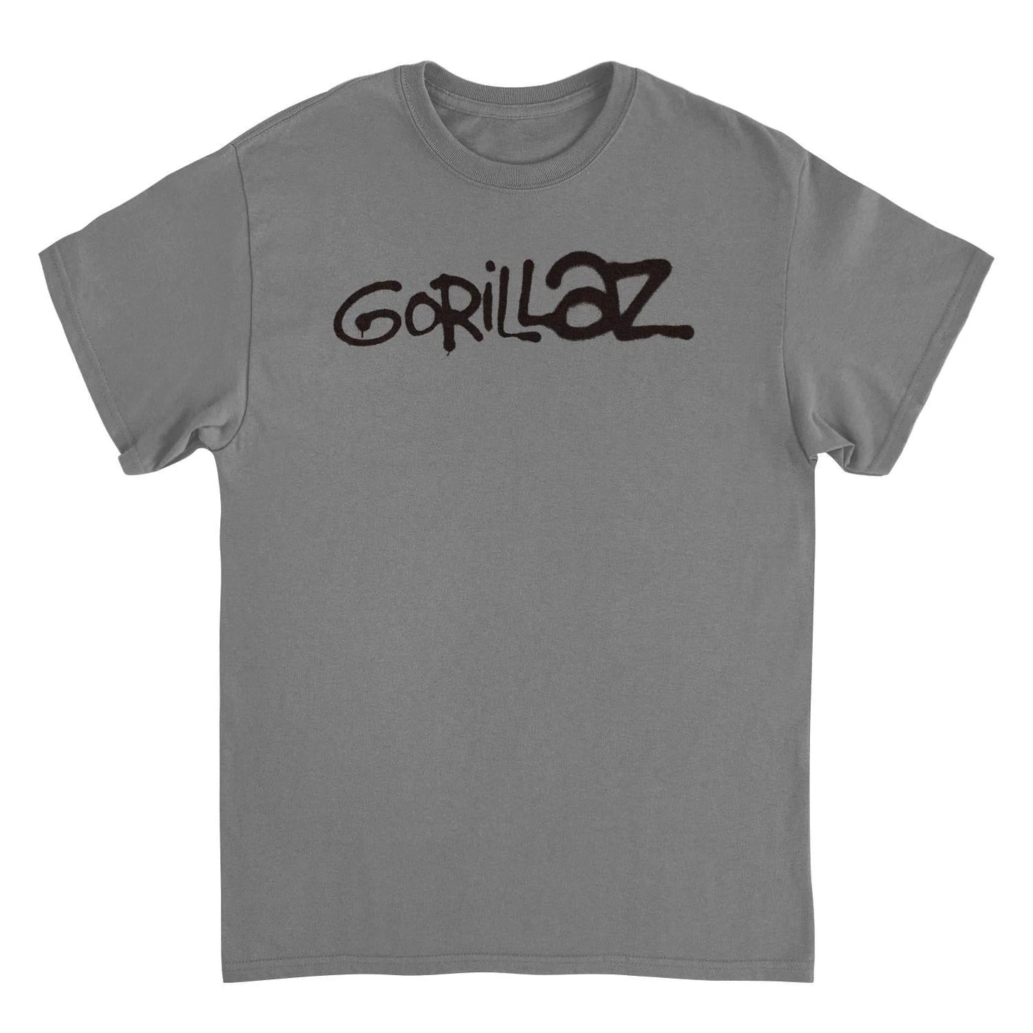 Gorillaz logo graffiti black t shirt with red spray paint band logo design