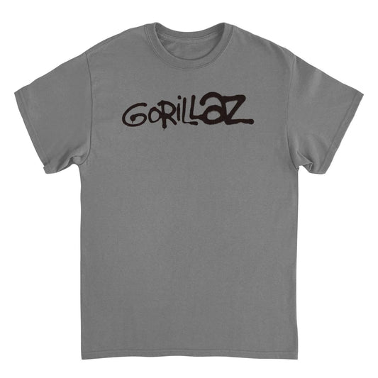 Gorillaz logo graffiti black t shirt with red spray paint band logo design