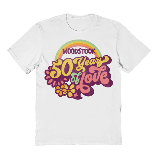 Goodie Two Sleeves Woodstock 50 Years Groovy Text T-Shirt