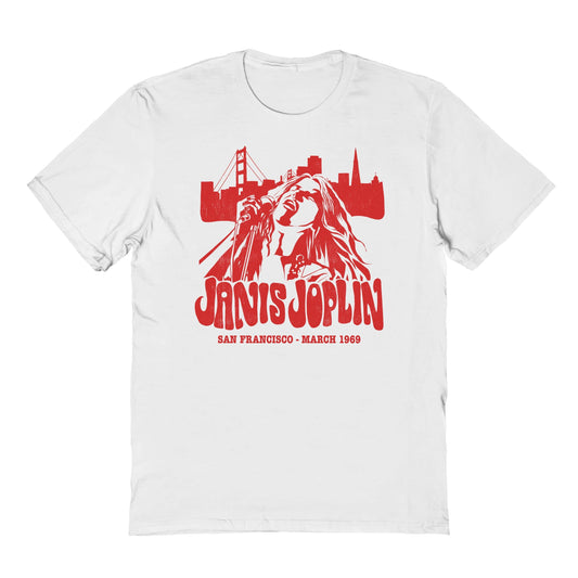 Goodie Two Sleeves Janis Joplin in San Francisco Cityline T-Shirt