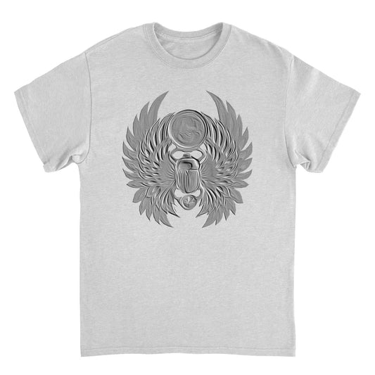 Journey emboss scarab logo t-shirt ash grey officially licensed classic rock band tee front view