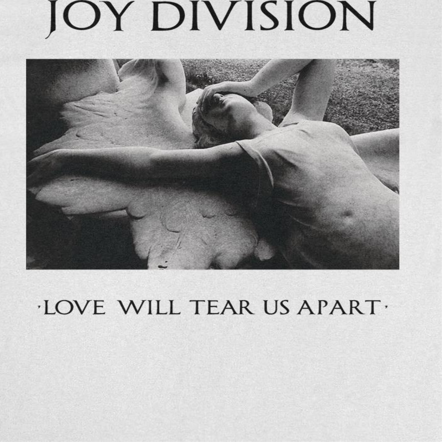Joy Division Love Will Tear Us Apart white t-shirt close up of iconic album artwork design
